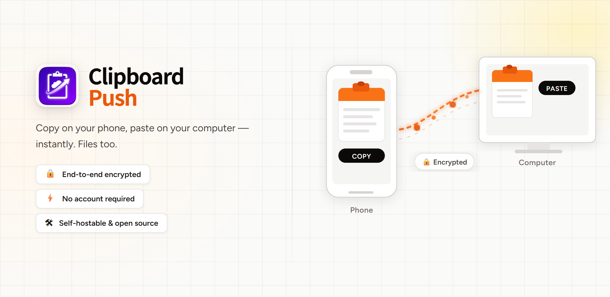 ClipboardPush — copy on your phone, paste on your computer